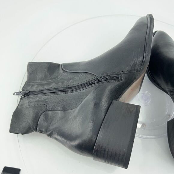 Paul Green Women's Boot Size 8 Block Heel Pointed Bootie Black Leather Zip Up - Picture 9 of 16